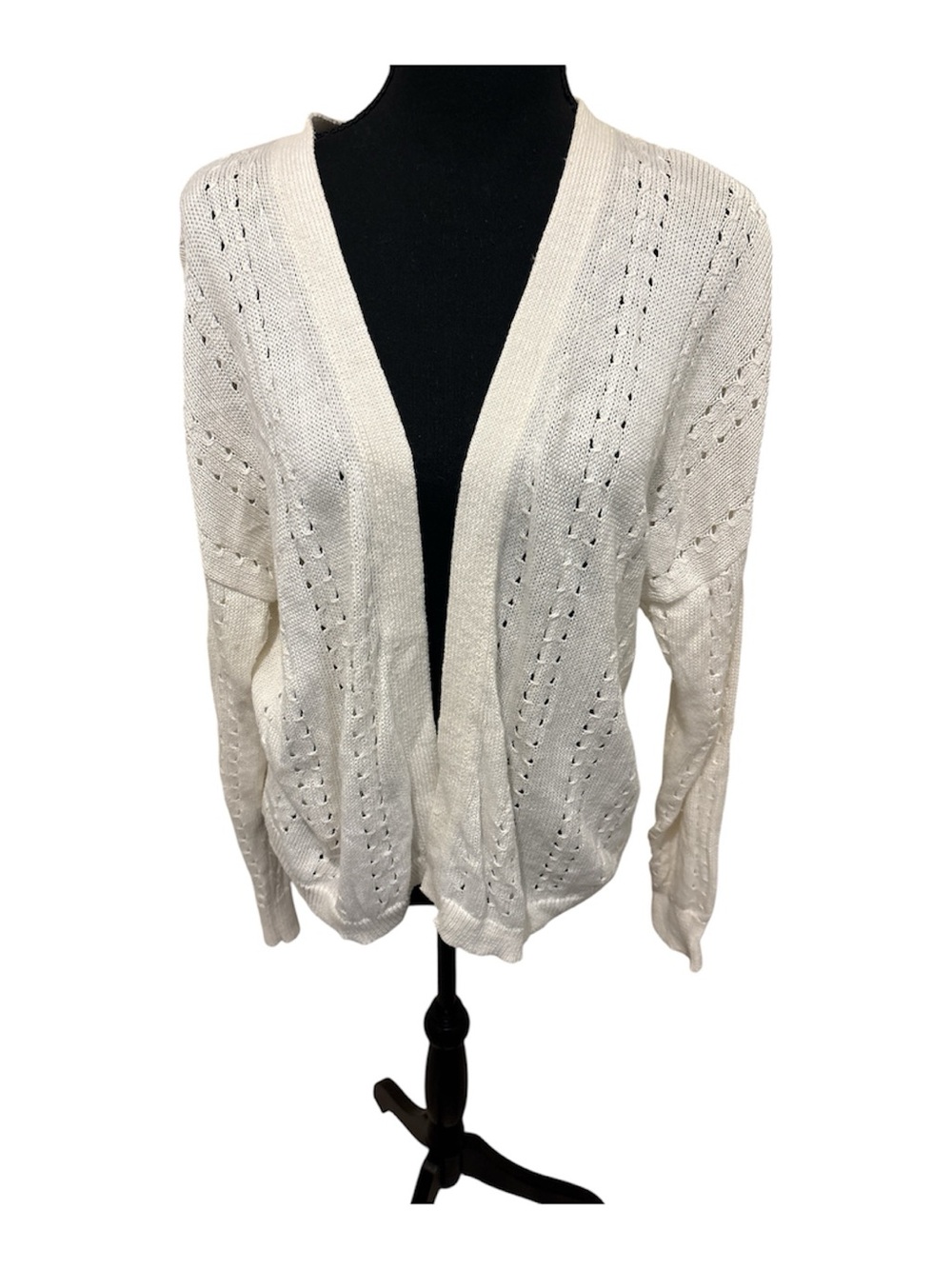 Banana Republic Ivory Open-Front Pointelle Knit Cardigan